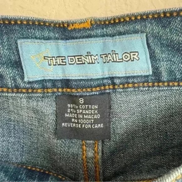 The Denim Tailor Women’s 8 Blue Denim Jeans Embellished Cuffs w/Bows Rhinestones - Picture 14 of 14